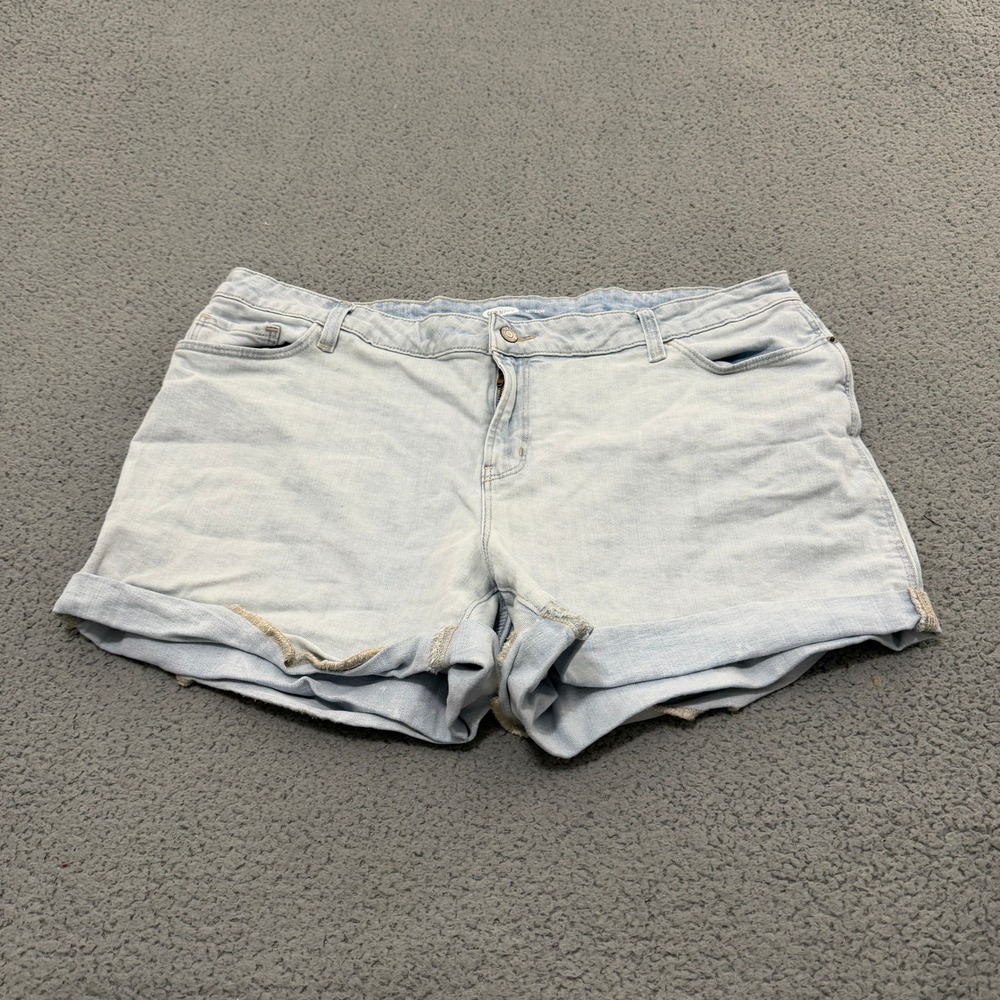 Old Navy Boyfriend Denim Shorts Womens 18 Plus Light Wash Cuffed Relaxed Fit